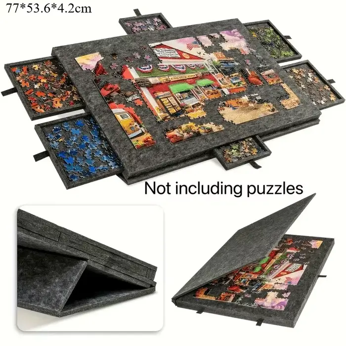 Table de puzzle pratique six en un avec six tiroirs pour ranger 1000 pièces, comprend base et couver