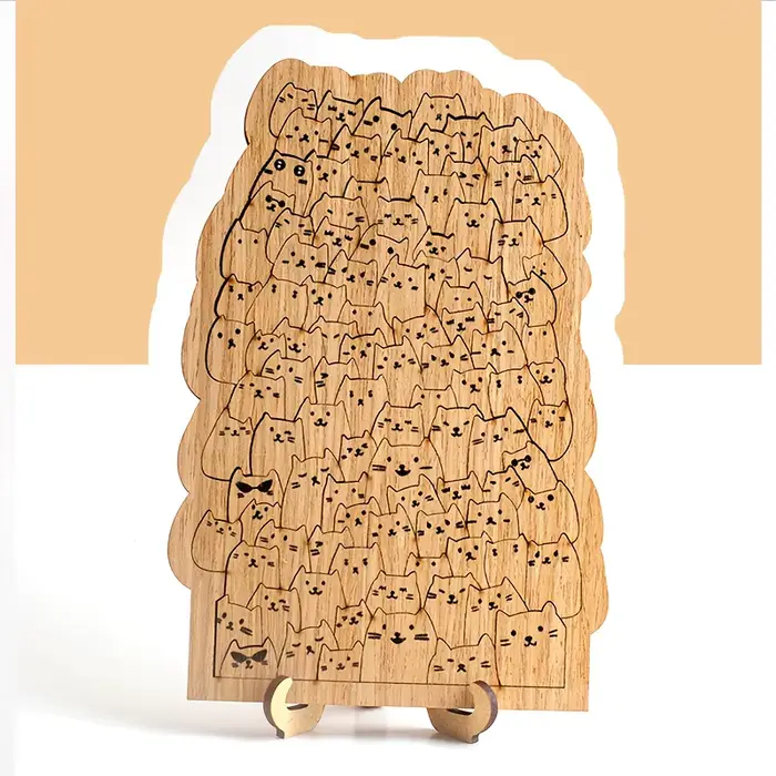 100 puzzles en bois pour chatons, à haut niveau de difficulté, parfaits pour les cadeaux de Noël et 