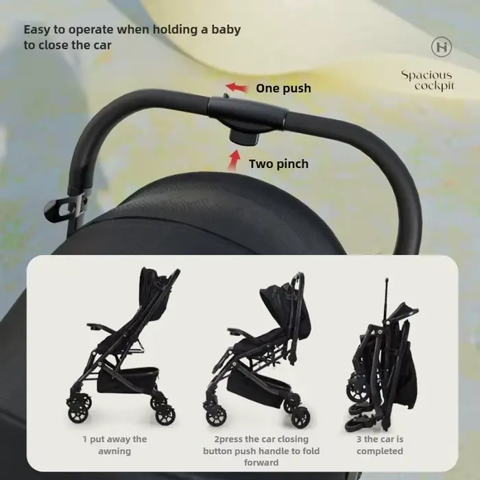 Poussette universelle légère à quatre roues pour bébé, assise et couchée bidirectionnelle, réversibl