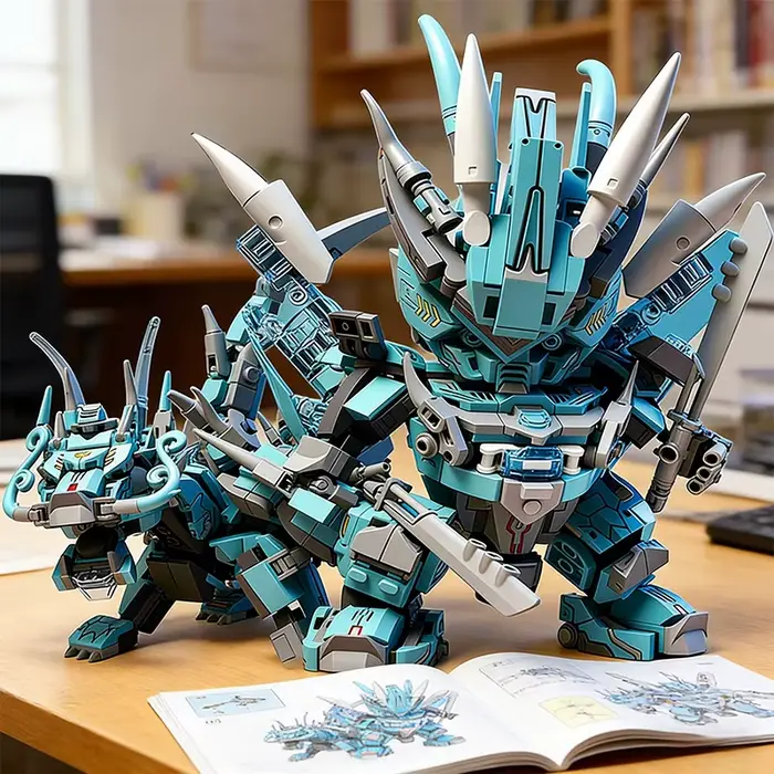 Blocs de construction Mecha Dragon Azure 2 en 1
