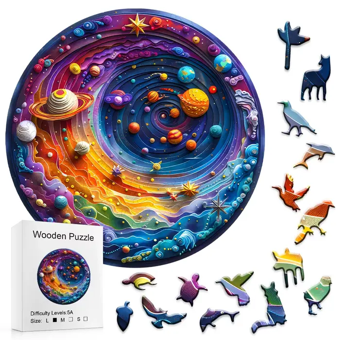 Puzzle en bois pour adultes planète spatiale forme irrégulière puzzle horoscope jeu familial cadeau pour enfants occasions spéciales