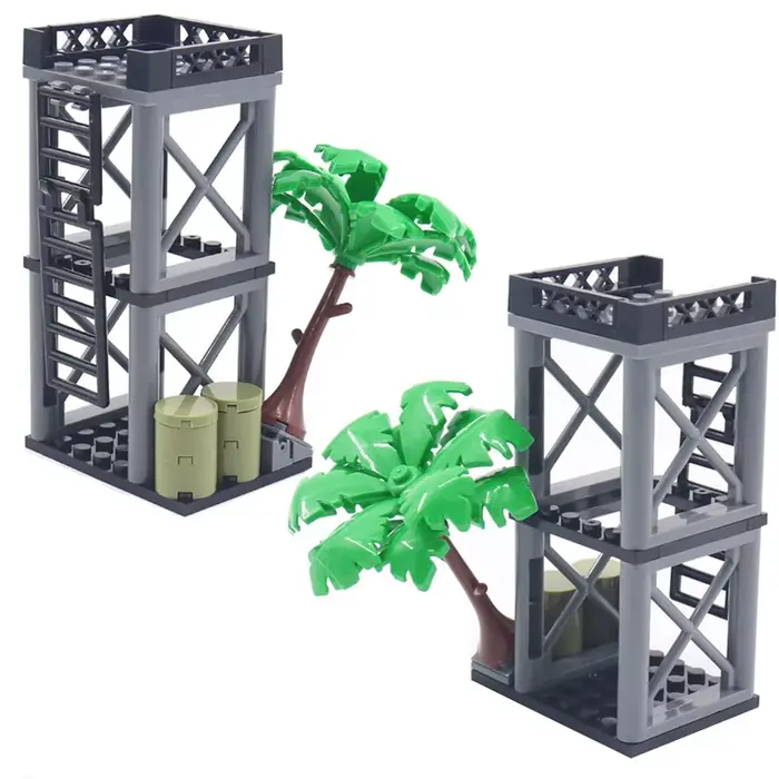 MOC – blocs de construction de ville militaire, tour de recherche, arbre, scène de guerre, modèle cl