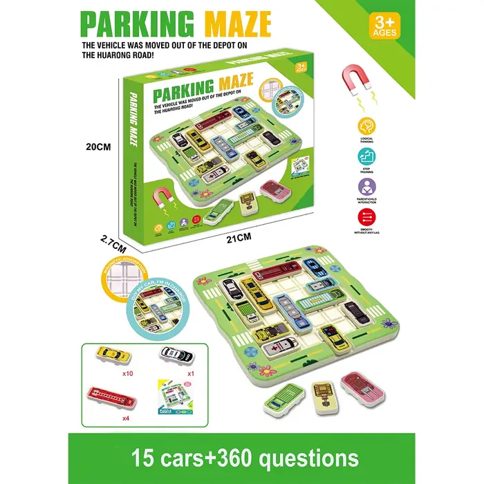 Jeu de puzzle de stationnement, voiture magnétique, jouet avec défis de la circulation 360/750 pour 