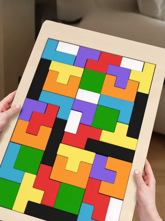 Jouets de puzzle en bois colorés Tangram Montessori matériaux