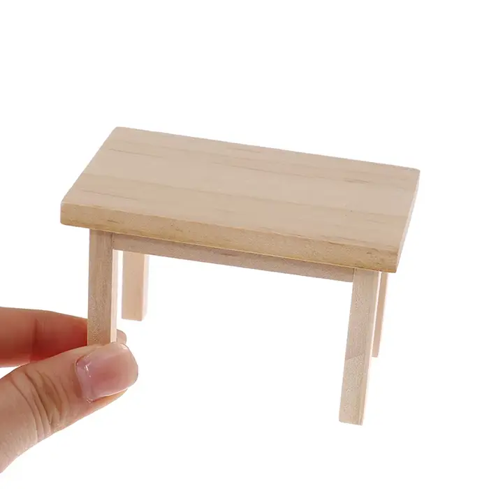 Maison de poupée Miniature 1:12, modèle de Table en bois, accessoires de meubles, jouets
