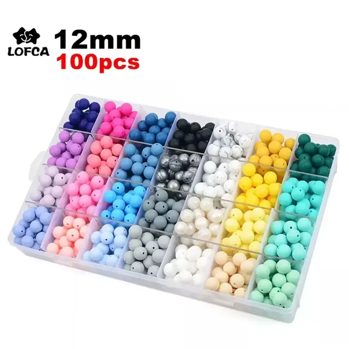 Perles de Silicone LOFCA 12mm pour Création de Dentition Sécuritaire et Multifonctionnelle pour Bébés et Enfants Occasions Spéciales