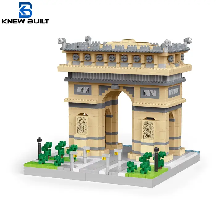KNEW BUILT Arc Triomphe Micro Mini bloc blocs de construction pour adultes jouets d'architecture Big Ben Louvre tour Eiffel brique de maison blanche