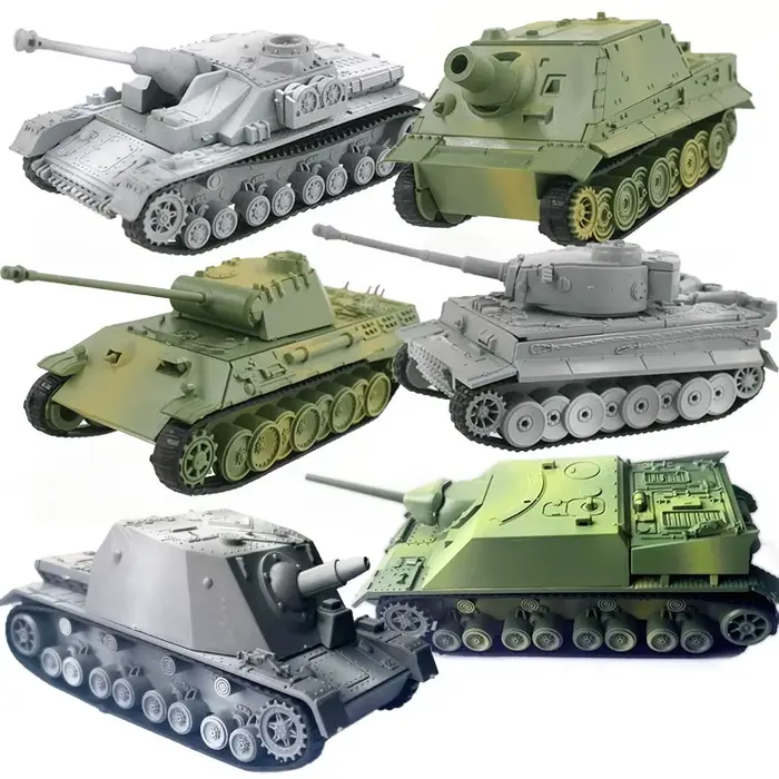 Kits de construction de modèles de chars 4D différents jouets éducatifs matériaux de décoration panthère tigre turmtigre assaut occasions spéciales constructions militaires plastique ABS haute qualité assemblez et créez vos propres chars de guerre