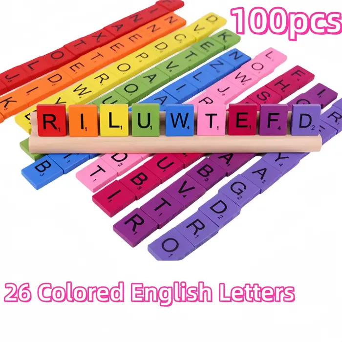 Jeu de société en bois DIY 100 pièces lettres anglaises puzzle sous-verres personnalisés création pour enfants et adultes occasions spéciales