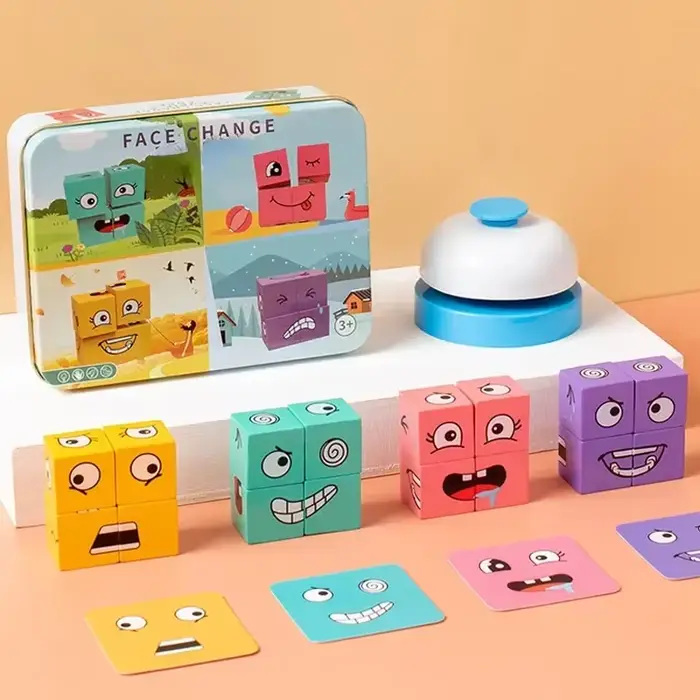 Blocs de construction à changement de visage Cube Puzzle en bois jeu de Table de combat pour enfants développement cognitif et créatif occasions spéciales