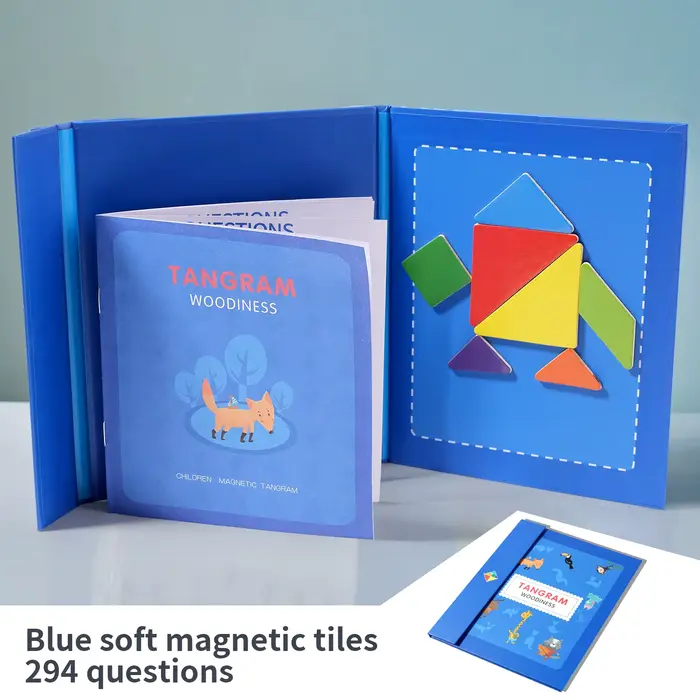 Jeu de puzzle magnétique en bois Tangram Block pour enfants - Puzzle d'intelligence éducative Montes