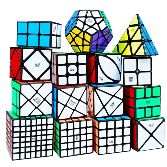 QIYI Cube magique de vitesse 3x3x3 4x4x4 5x5x5 Puzzle autocollants noirs