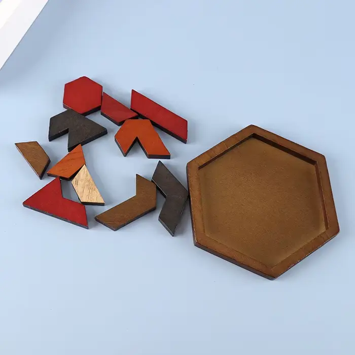 Puzzle hexagonal en bois 11 pièces casse-tête logique entraînement du QI jeu de réflexion anti-stress pour adultes et enfants occasions spéciales