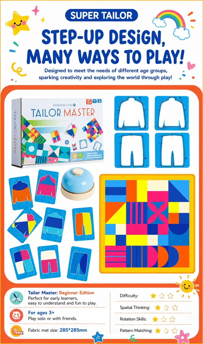 Jeu de société de correspondance Tailor Master, jouet éducatif de puzzle spatial pour enfants, jeu interactif parent-enfant, à partir de 3 ans