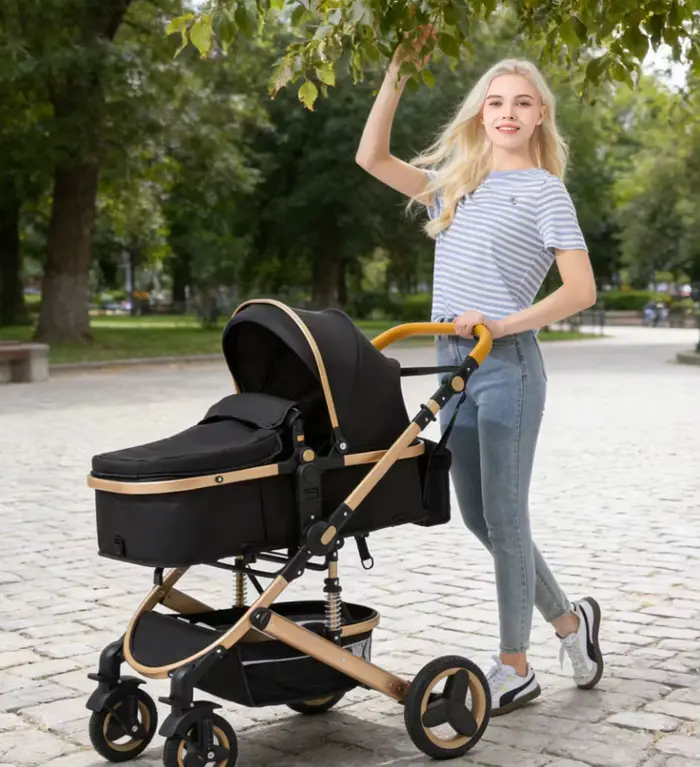 Poussette multifonction 3 en 1 pour bébé avec poussette pliable compacte, poussette légère, siège au