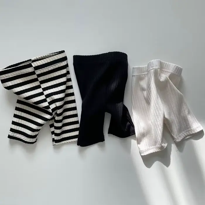Pantalon en coton à rayures élastiques pour fille de 0 à 6 ans, vêtement pour enfant, couleur unie, 