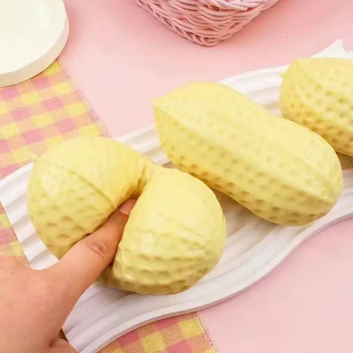 Balle anti-stress en forme d'arachide, jouet à presser, jouet sensoriel doux comme du beurre, jouet anti-stress ASMR pour enfants et adultes