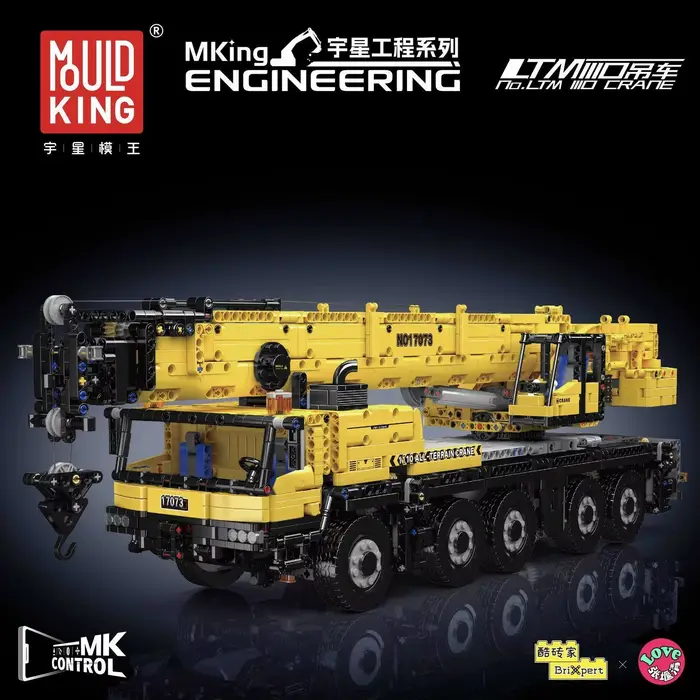 Mould King 17073 17074 Voiture technique télécommandée LTM 1110 Grue de construction en blocs de con