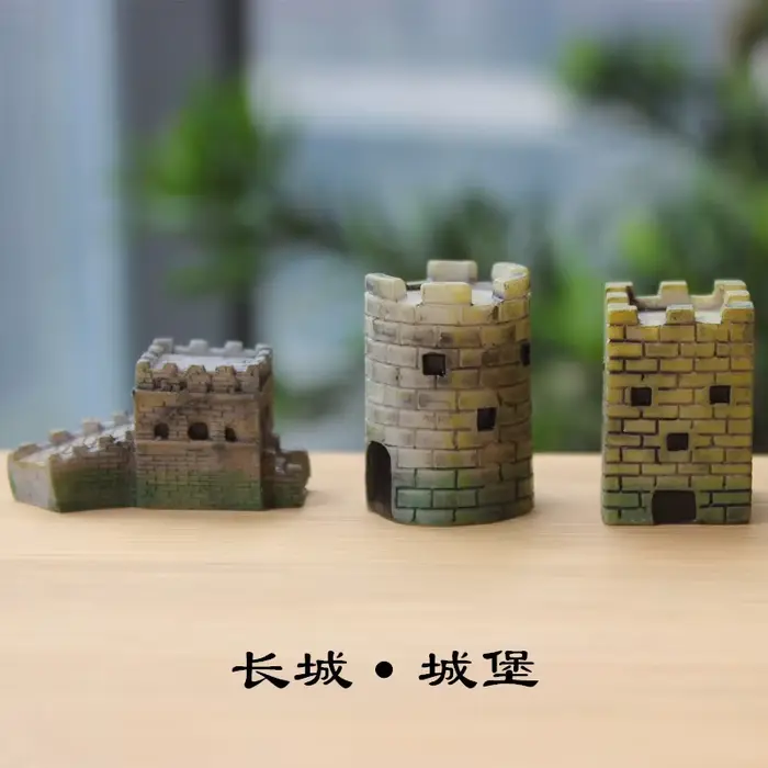 Paysage Miniature de la Grande Muraille de Chine Château Carré de Forteresse Ronde