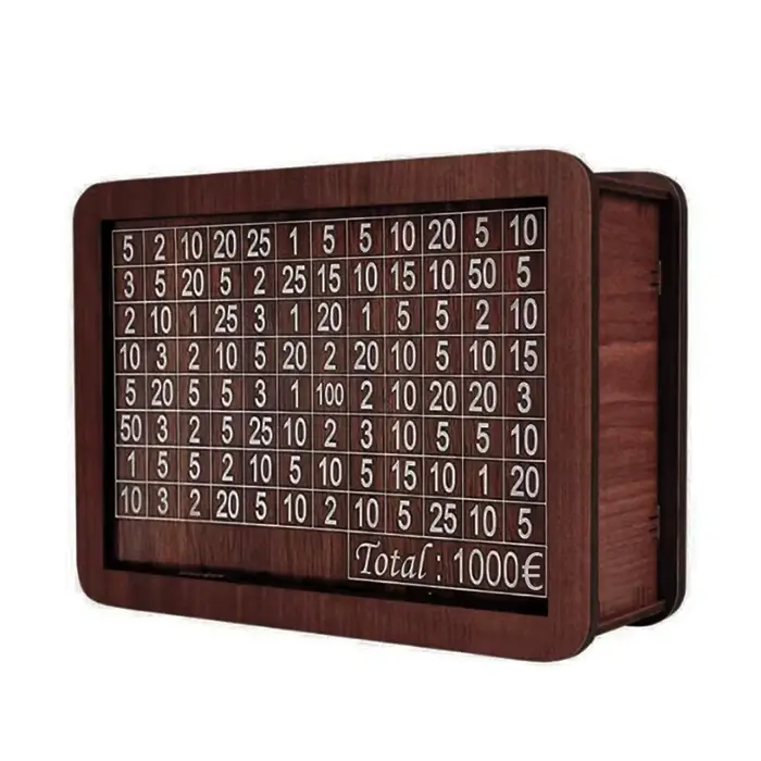 Tirelire en bois, coffre-fort, caisse d'épargne, mallette de rangement, défi, 1000/2000/3000/5000/10