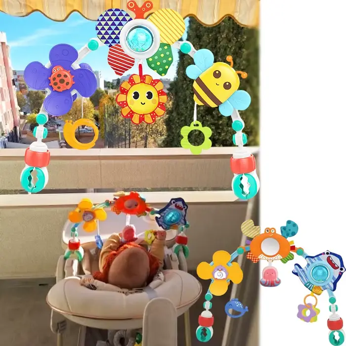 Jouet d'arc de poussette multicolore pour bébé développement sensoriel motricité fine 0-6 mois 7-12 mois 13-24 mois occaions spéciales