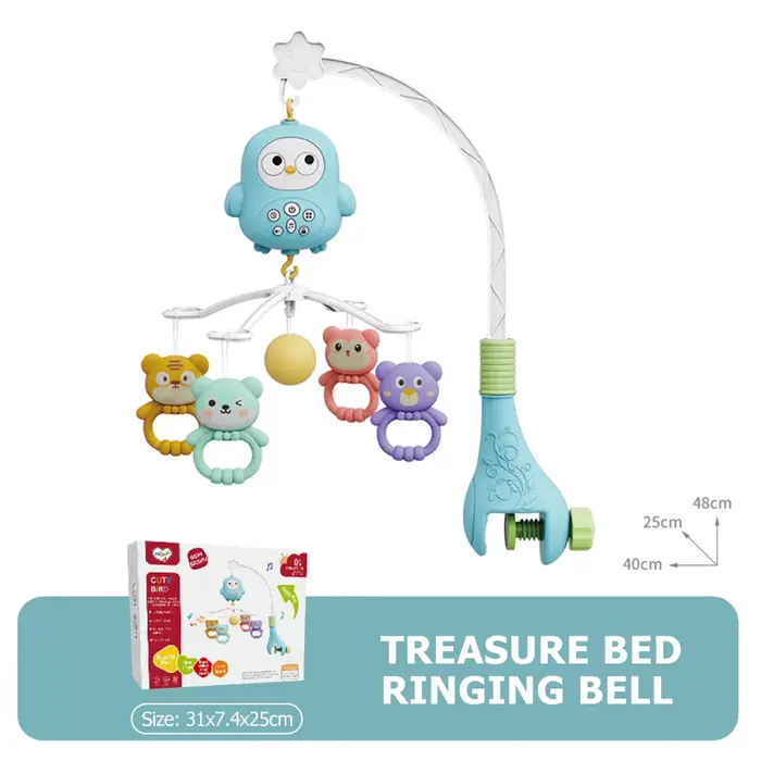 ​ Meuble de berceau pour bébé avec projecteur et veilleuse, jouet rotatif musical télécommandé avec 
