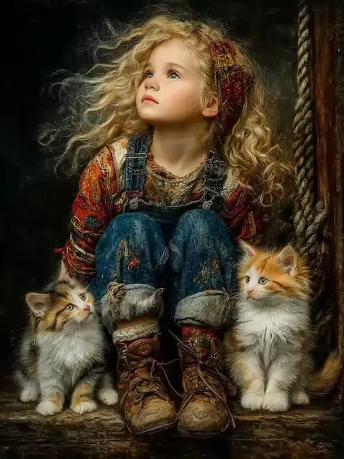 Puzzle fille et chaton 500/1000/1200/2000 pièces, activité familiale, jeux relaxants pour le salon, 