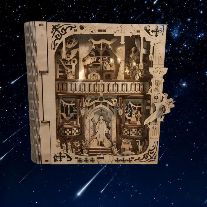 Livre magique en bois, modèle de Puzzle 3D, Kit d'assemblage créatif, bricolage, décoration artisana