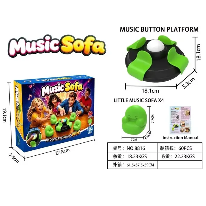 Jeu de société musical en plastique sur canapé, jeu de défi de vitesse, jeu de temps de réaction, jeu de coordination œil-main, jeu de saisie sur canapé, jeu d'intérieur