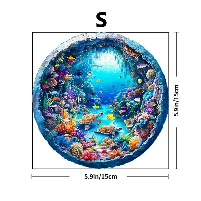 Puzzle en bois Ocean Wonders - Puzzle animal de forme unique, cadeau de relaxation pour adultes, cof