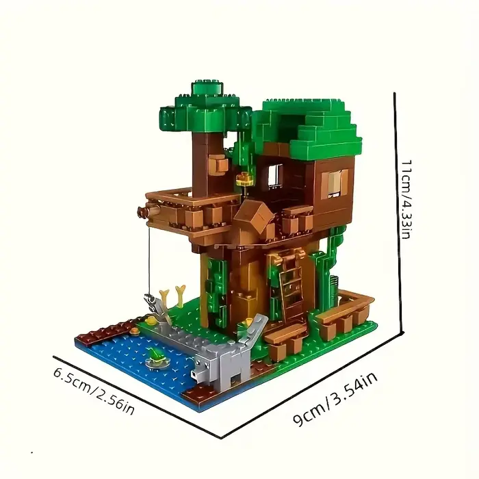 Ensemble de blocs de construction MOC Tree House, scène de village de cascade dans la jungle, modèle