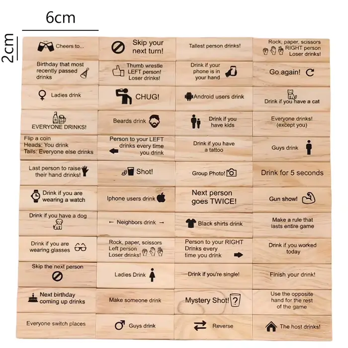 Jeu de tour de déclenchement en bois 48 pièces, jeu pour adultes, jeux de Couples pour adultes, jeu 
