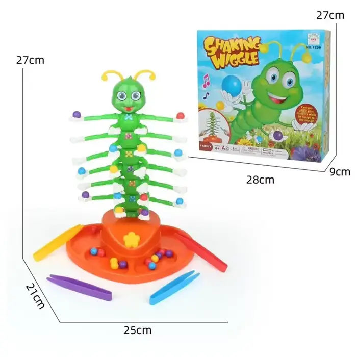 Jouet électrique à bascule en forme de chenille verte souriante, adorable et mignon, jeu Giggle Wigg