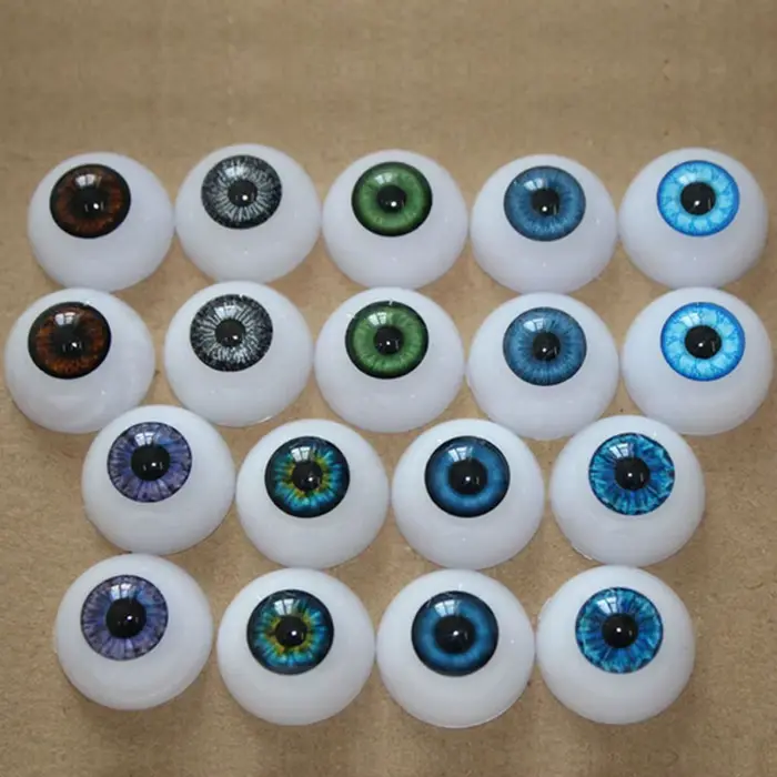 Yeux de poupées réalistes de 20mm, 1 paire, demi-rond, dos creux, fausses boules, accessoires d'hall