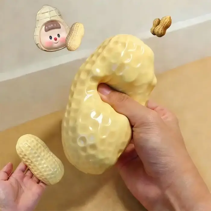 Balle anti-stress cacahuète jouet à presser croquant sensoriel ASMR texture douce onctueuse jouet anti-stress pour adultes détente relaxation stress quotidien