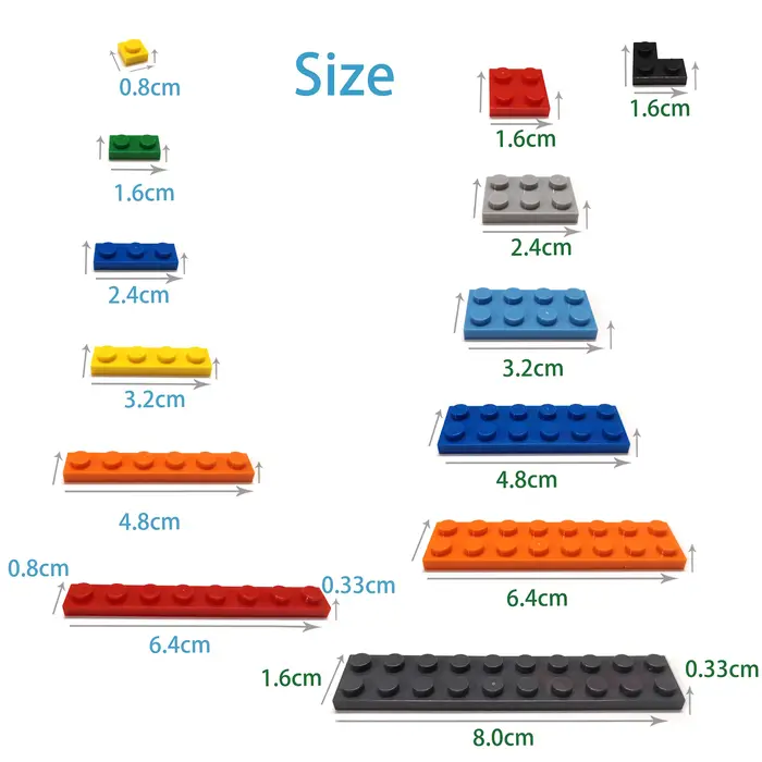 50 pièces de blocs de construction DIY fins et lisses 1+2 points, jouets éducatifs créatifs pour enf