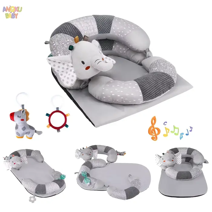Tapis de jeu 3 en 1 pour bébé, avec oreiller et jouets, Stable, pour le ventre, Support assis, tapis