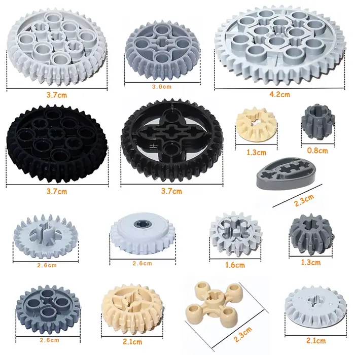 Briques MOC, série d'essieux d'engrenage, plate-forme rotative, crémaillère, différentiel, pièces te