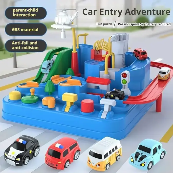 Jouets éducatifs en plastique pour enfants modèle de voiture sur rail de course avec animaux et fusées spatiales pour occasions spéciales