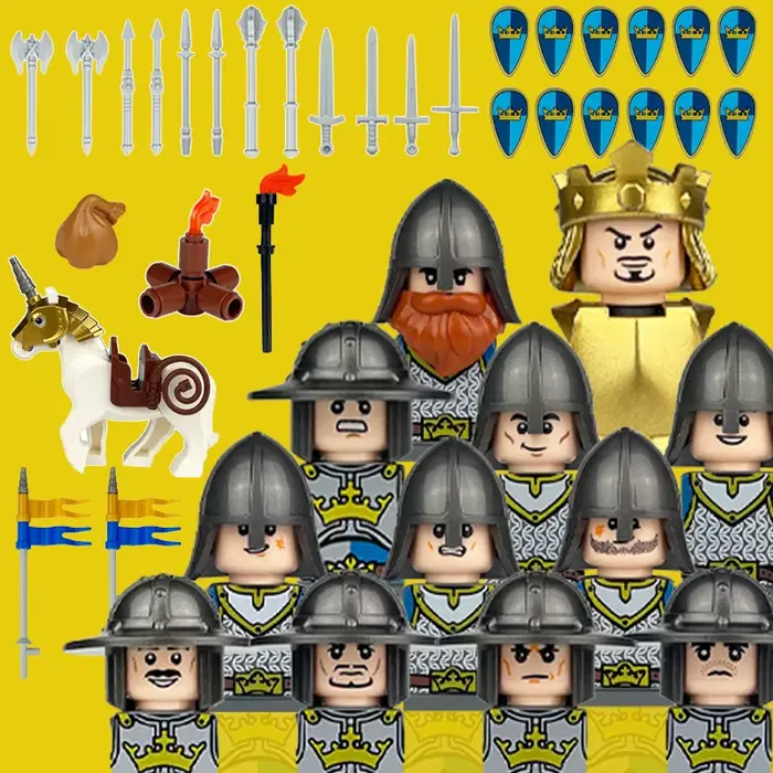 Blocs de construction de guerrier de chevalier de château médiéval, figurines de soldats militaires,