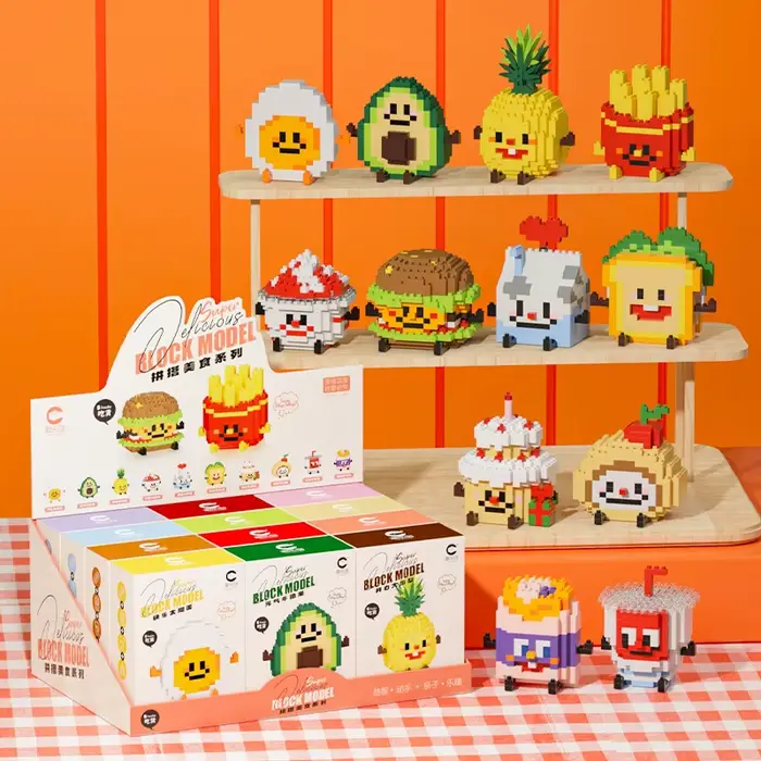 Blocs de construction à Micro particules amusants, série Happy Eat and Play, jouets d'assemblage édu