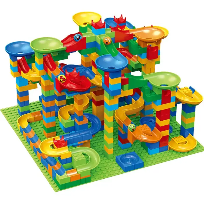 Jouet de piste de labyrinthe de billes, blocs de construction de ville compatibles, toboggan en ento