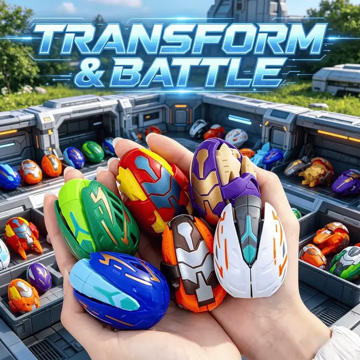 Ensemble de jouets œufs de combat transformables