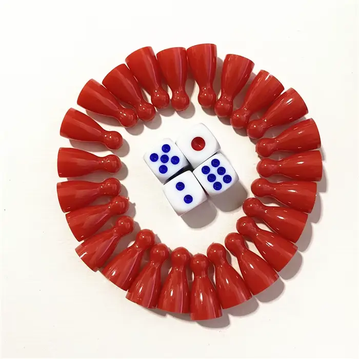 24 pièces Chessman + 4 pièces dés en plastique pattes humaines pièces de jeu pour jeux de société ma