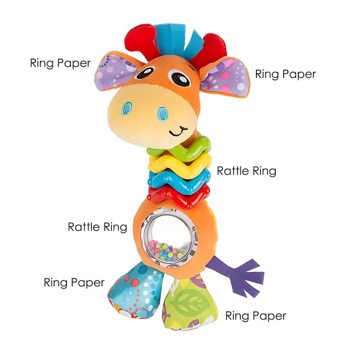 Jouet de dentition en peluche douce avec anneaux à hochet et papier froissé pour nouveau-né développement sensoriel éducatif pour bébé 0-6 mois occasions spéciales
