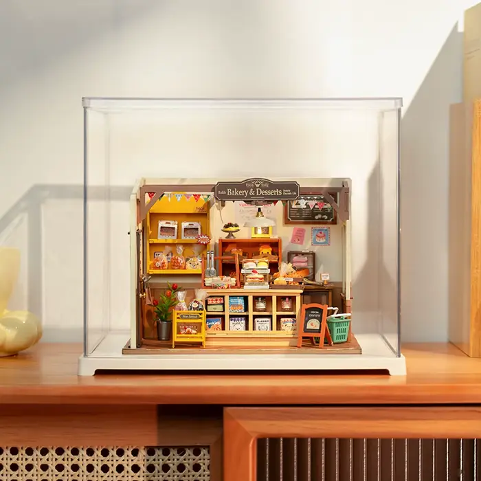 Robotime Rolife DIY Miniature House Room Box Handmade Hut Dust Cover Model Home Decoration Easy to A
