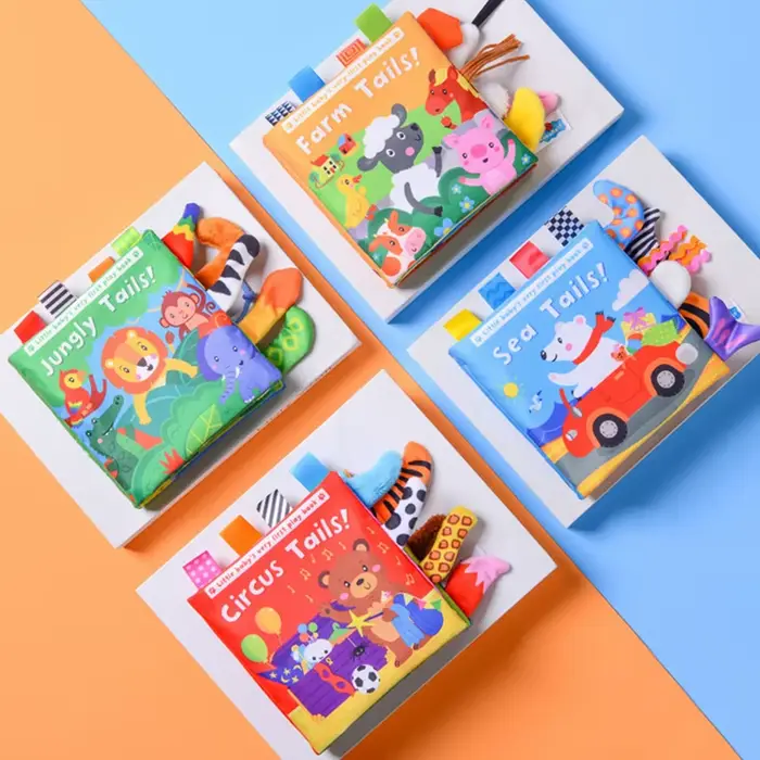 Nouveaux jouets pour bébé, queue d'animaux de dessin animé, livre en tissu pour bébé, livre éducatif