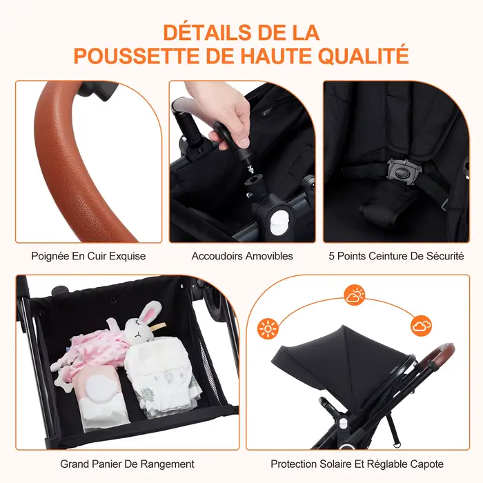 Bumosquito-Poussette 2 en 1 pour enfants de 0 à 36 mois, avec manteaux, jusqu'à 22 noix, pour sport,