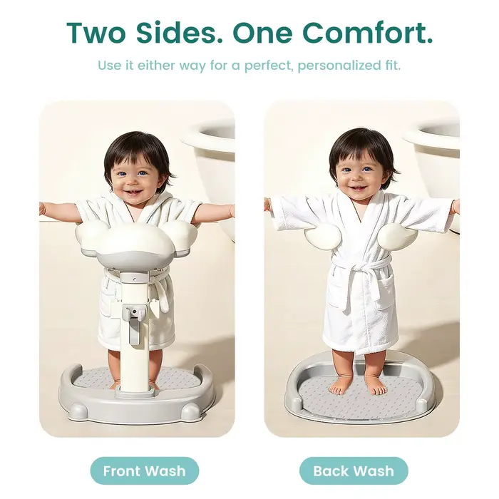 Support de bain pour bébé avec design ergonomique, aide au bain réglable en hauteur pour tout-petits
