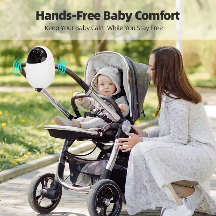 Berceau pour bébé rechargeable avec batterie 1800 mAh, sons apaisants, lumière LED respirante et 3 m